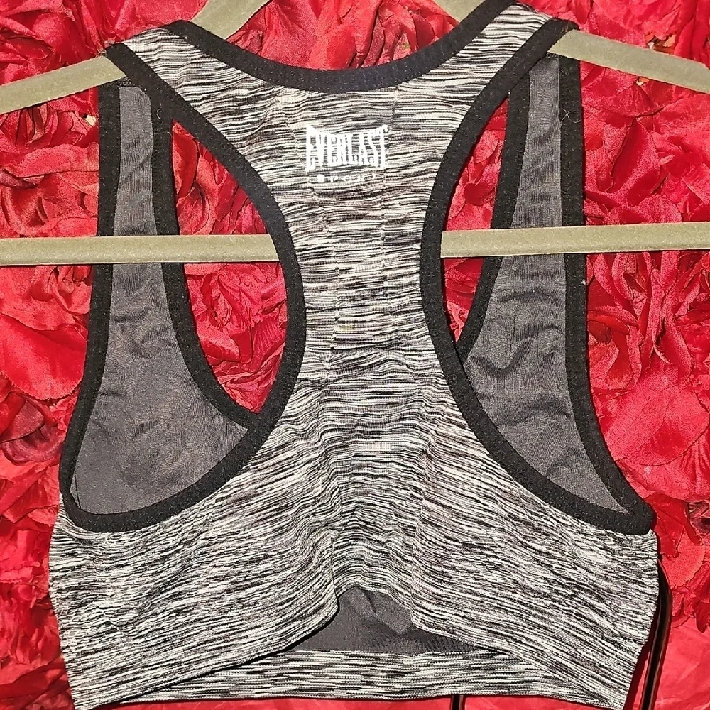 Everlast Heathered Gray Black Accent Racerback Sports Bra Size Xlarge